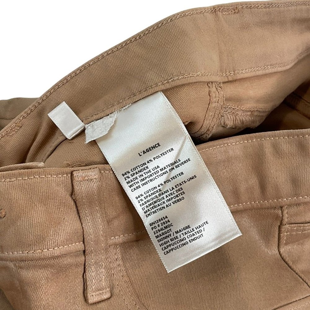 L'agence Jeans Women's 28 Khaki Margot Waxed Skinny High Rise Denim $275 Nwot - Picture 7 of 12